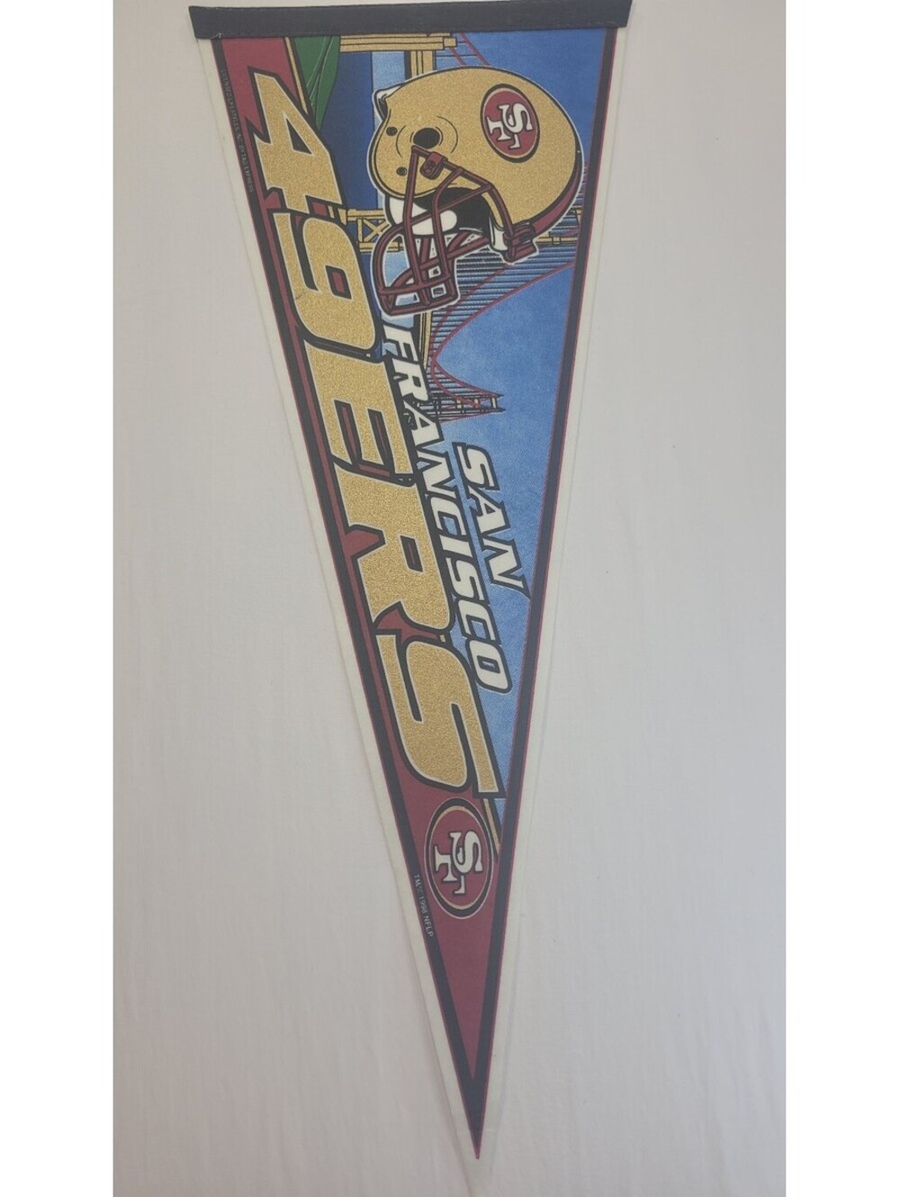 Vintage 1998 San Francisco 49ers NFL Pennant with Golden Gate Bridge and Helmet